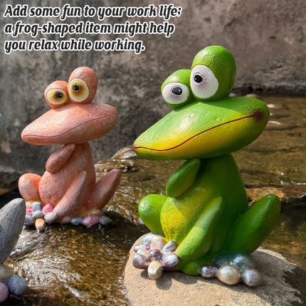 Outdoor Garden Frog Ornament Lawn Statue Animal Decor Resin Craft Sculpture