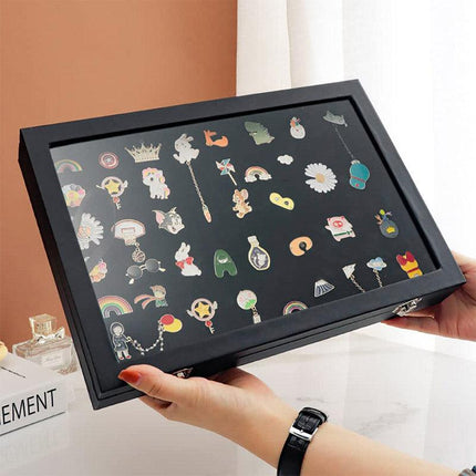 Dustproof Storage Box Peripheral Brooch Badge Display Case Jewellery Organizer
