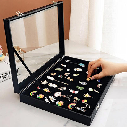 Dustproof Storage Box Peripheral Brooch Badge Display Case Jewellery Organizer