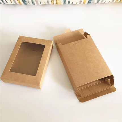 50PCS Kraft Paper Gift Boxes with PVC Window White Black Bakery Packaging Carton