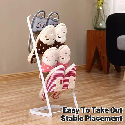 Metal Floor Standing Slipper Rack for Entryway Hallway Bathroom Space Saving
