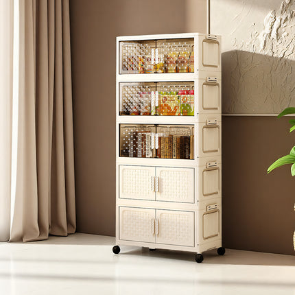 Plastic Multi Layer Foldable Storage Cabinet 5-Tier Dustproof for Home Organizer