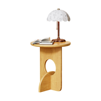 Wooden Round Side Table Sofa Corner Table Simple Family Living Room End Table