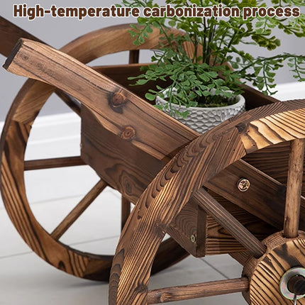 Creative Wagon Style Wooden Flower Pot Planter Box for Garden Patio Display Use
