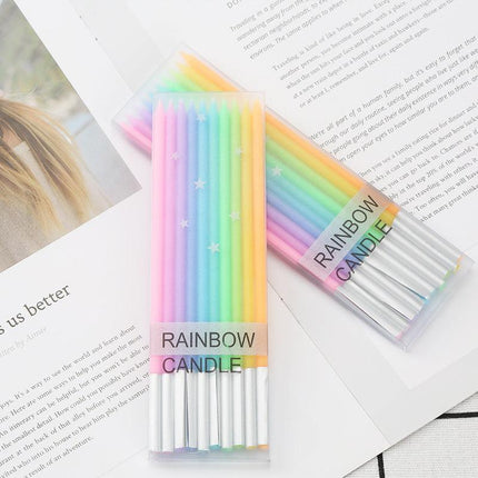 14Cm Slim Colourful Candles Birthday Wedding Baby Cake Party 10Pcs - Aimall