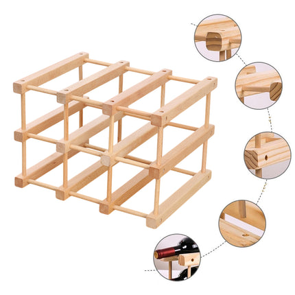 Wine Rack Wooden Storage Stand 9 Bottle Timber Cellar Holder Organizer Shelf