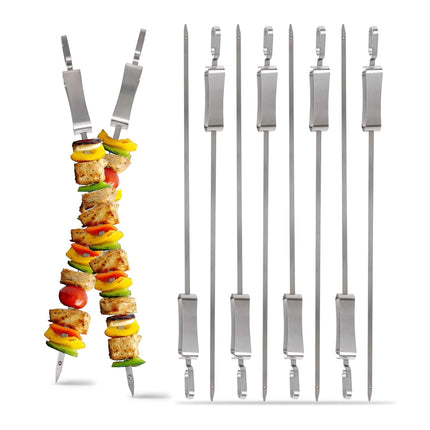 BBQ Skewers 10PCS Flat Stainless Steel 41cm Carry Bag Kebab Grill Sticks Outdoor