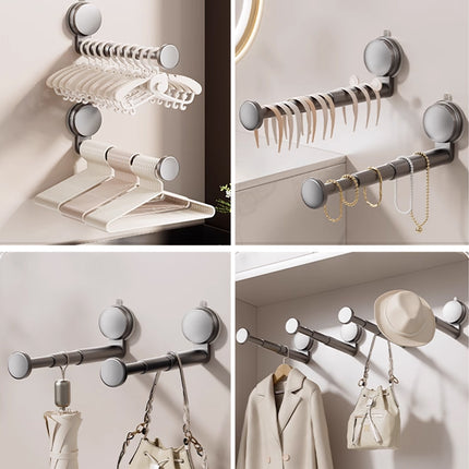 2 Pcs Telescopic Clothes Hangers With Suction Cups For Smooth Walls