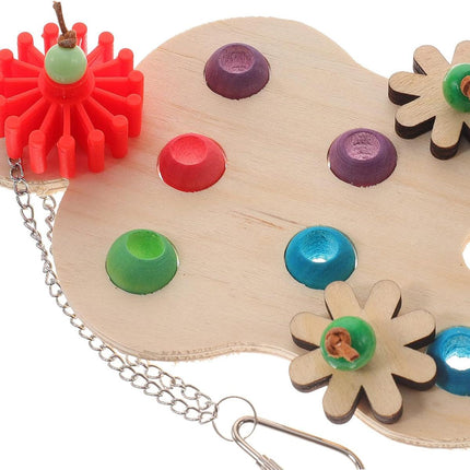 Wooden Parrot Toys Educational Interactive Chewing Nibbling Hanging Cage Toys