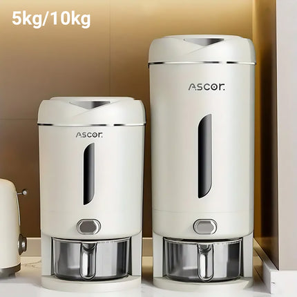 5-10KG Rice Bucket Kitchen Household Rice Bucket Storage Sealed White Flap