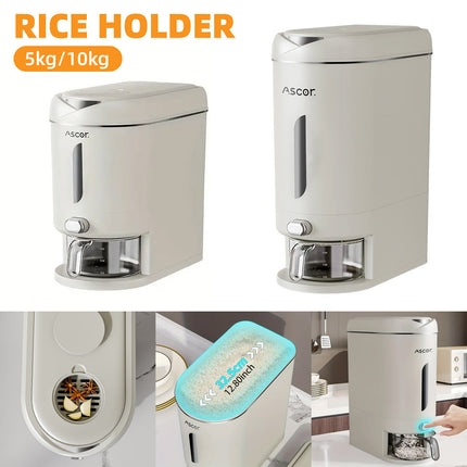 5-10KG Rice Bucket Kitchen Household Rice Bucket Storage Sealed White Flap