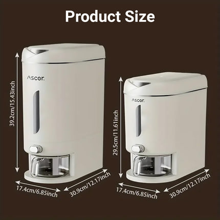 5-10KG Rice Bucket Kitchen Household Rice Bucket Storage Sealed White Flap