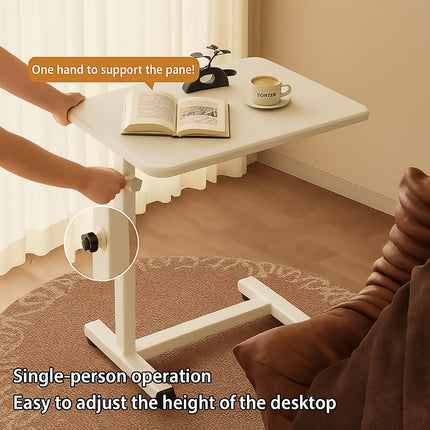 Rolling Bedside Table with Wheels Height Adjustable for Home Office Space Saving