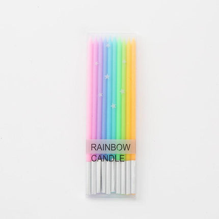14Cm Slim Colourful Candles Birthday Wedding Baby Cake Party 10Pcs - Aimall