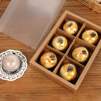 Kraft Paper Mooncake Gift Box 6 Compartment 50pcs Bakery Pastry Packaging Box