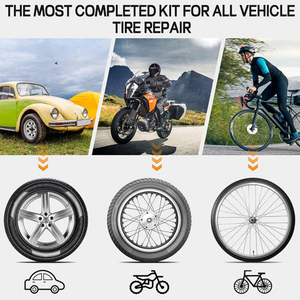 98PCS Tire Repair Tool Kit with Case for Car Truck Bike Motorcycle Tire Plug