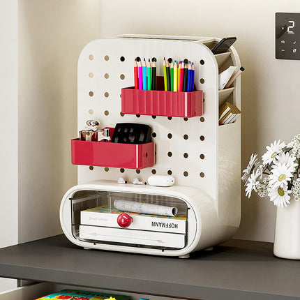 Drawer Pegboard Desktop Storage Box Space Saving Office Home Bedroom Stationery
