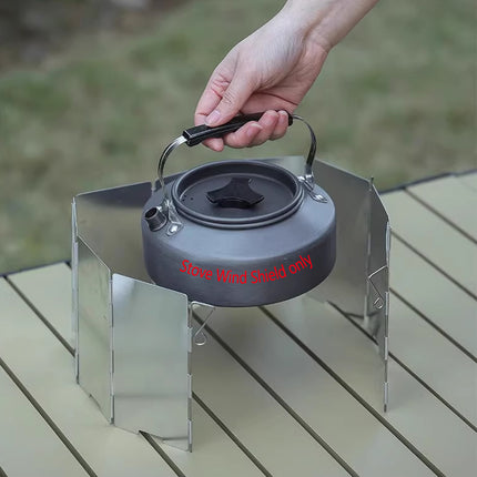 Camping Stove Wind Shield 9PC Foldable Wind Cover Silver Outdoor Portable Burner