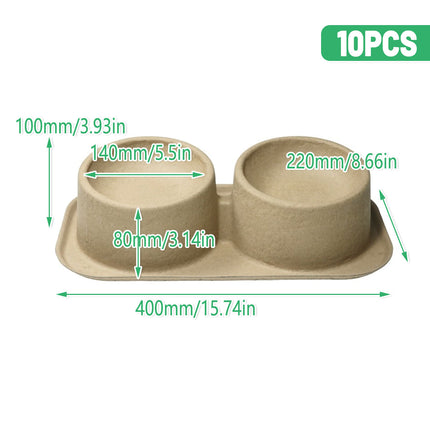 10pcs Cat Dog Bowl Double Round Bowl Angled Raised Feeder Food Water Dish Set