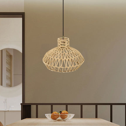 Natural Paper Rope Woven Lampshade 30x21cm Rattan Style Pendant Light Shade
