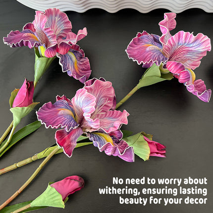 6PCS Artificial Iris Flowers PU Material Durable for Home Wedding Party Decor