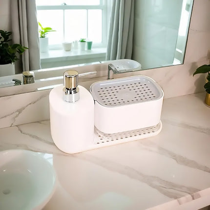 Counter Soap Dispenser Hand Wash Press Pump Liquid Dispenser Storage Rack