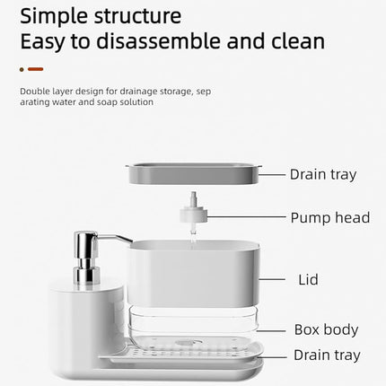 Counter Soap Dispenser Hand Wash Press Pump Liquid Dispenser Storage Rack