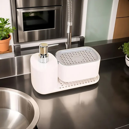 Counter Soap Dispenser Hand Wash Press Pump Liquid Dispenser Storage Rack