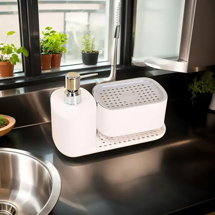 Counter Soap Dispenser Hand Wash Press Pump Liquid Dispenser Storage Rack