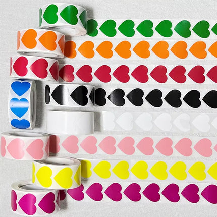 8 Rolls Heart Stickers 500PCS Per Roll Self Adhesive Label Love Sealing Sticker
