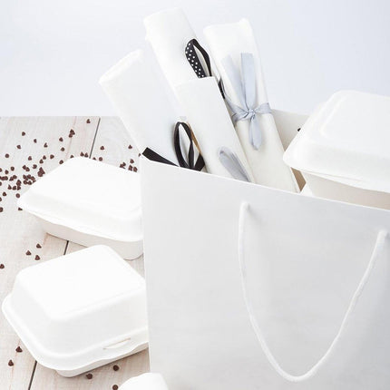 50PCS Kraft Paper Gift Bags Custom Blank Shopping Handbags for Garment Packaging