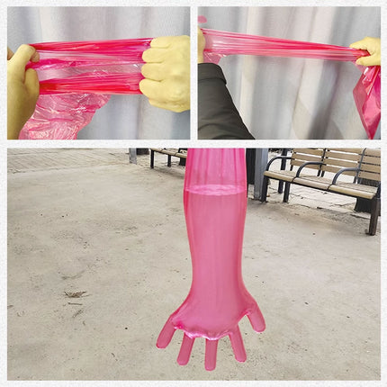 50pcs Clear Long Arm Glove Plastic Farm Glove Disposable Vet Glove Midwifery