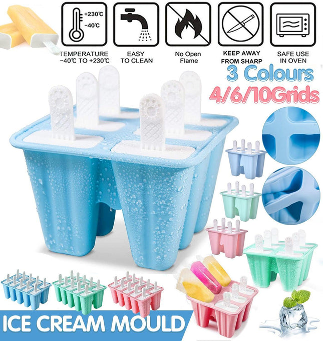 Silicone Ice Cream Mould Block Frozen Molds Icy Pole Jelly Popsicle - Aimall