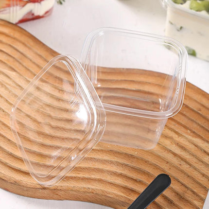 100PCS Dessert Box Mousse Cake Box Bakery Packaging Container Transparent Square