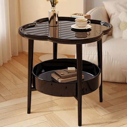 Trendy Black Round Coffee Side Table Modern Minimalist End Table for Living Room