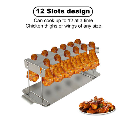 Stainless Steel Folding Chicken Rack Metal Grill Chicken Meat Holder Adjustable