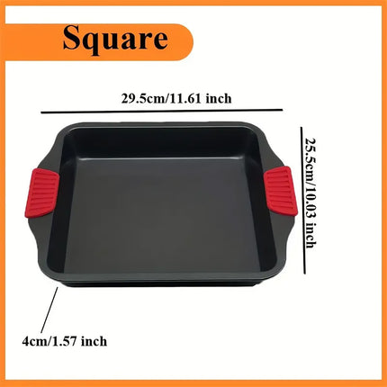 2 PCS Baking Tray with Silicone Handle Non-Stick Roasting Pan Safe Easy Clean