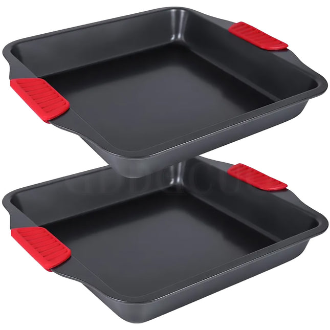 2 PCS Baking Tray with Silicone Handle Non-Stick Roasting Pan Safe Easy Clean