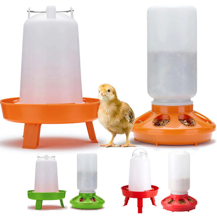 Chicken Feeder Waterer Set Poultry Kettle With Feed Bucket Farm Coop Feeding Use