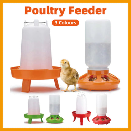 Chicken Feeder Waterer Set Poultry Kettle With Feed Bucket Farm Coop Feeding Use