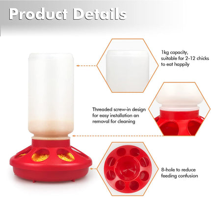 Chicken Feeder Waterer Set Poultry Kettle With Feed Bucket Farm Coop Feeding Use