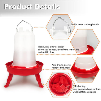 Chicken Feeder Waterer Set Poultry Kettle With Feed Bucket Farm Coop Feeding Use