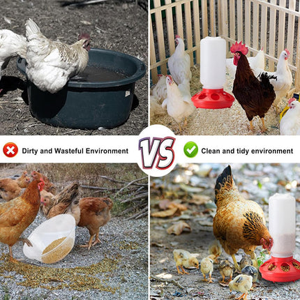 Chicken Feeder Waterer Set Poultry Kettle With Feed Bucket Farm Coop Feeding Use