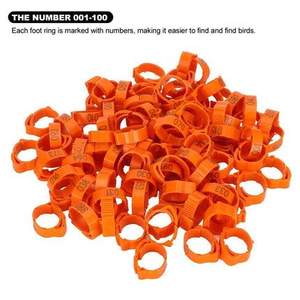Chicken Duck Goose Leg Rings 100pcs Numbered Ankle Bands Bird ID Tags Farm Use