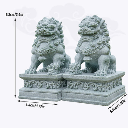1 Pair Chinese Style Small Stone Lion Decoration Home Desktop Decor Art Craft
