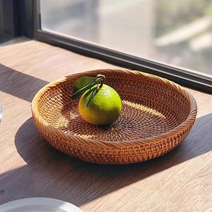 Rattan Woven Pastry Tray Desktop Storage Box Decorative Durable For Home Kitchen