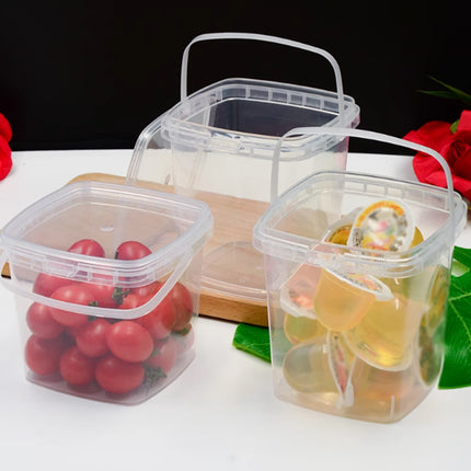 20pcs Plastic Round Bucket with Lid Transparent Portable Storage Gift Container