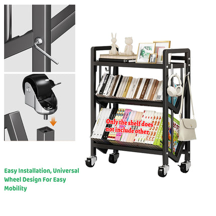 Multi layer Steel Storage Rack Rolling Mobile Shelf 3-Tier for Home Organization