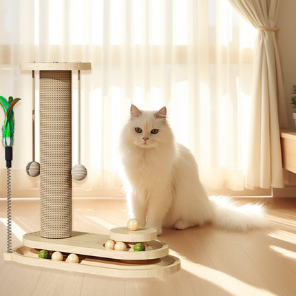Cat Scratching Post Oval Turntable Cat Toy Scratcher Board Interactive Furniture
