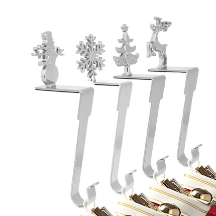 4 Pcs Christmas Stocking Hanger Fireplace Clip Metal Holder Hooks Xmas Tools